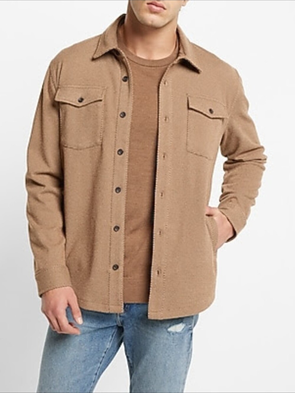 Express Men's Brown Button-Up Shacket Xl Nwt
